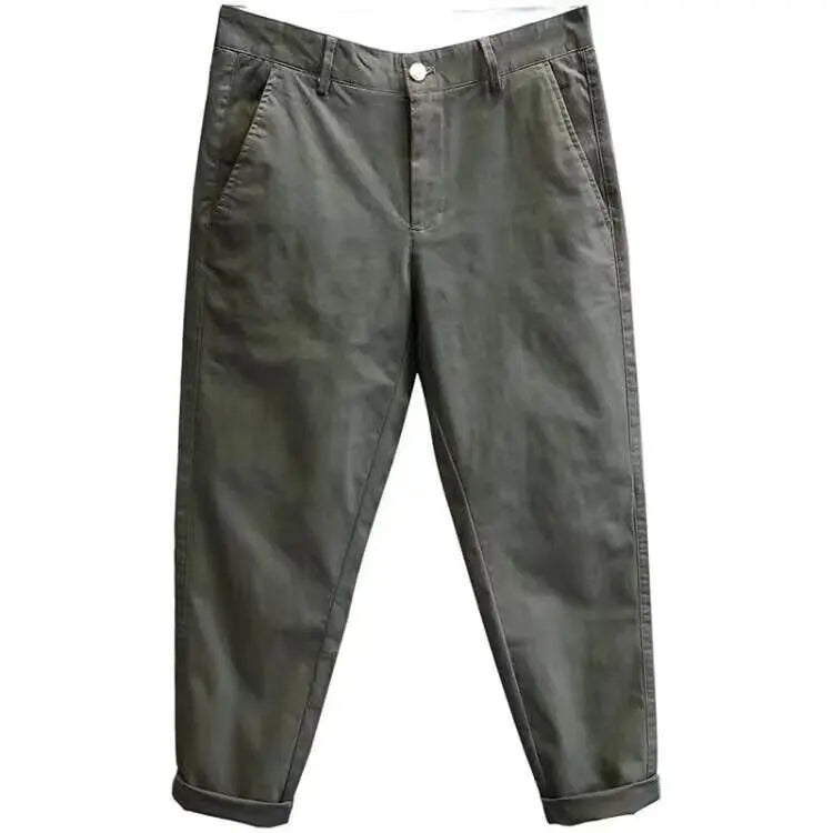 Casual Pants Men Solid Vintage Fashion Spring Autumn Harajuku Japanese Style All-match Straight Trousers New Pockets High Street