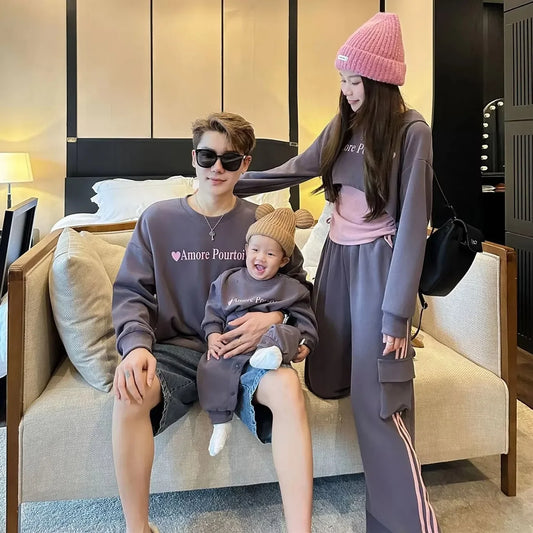 Family Matching Clothing Sweatshirts Baby Romper Women Outfits Mom Girls