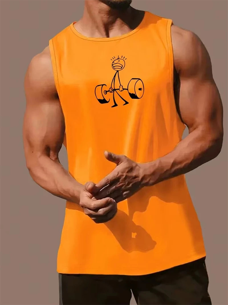 Funny Weightlifting Graphic Tank Tops For Men Fashion Summer Sleeveless 3D Printed Fitness Vest Casual Oversized Sports Tees