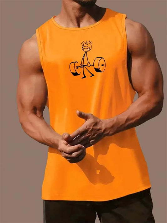 Funny Weightlifting Graphic Tank Tops For Men Fashion Summer Sleeveless 3D Printed Fitness Vest Casual Oversized Sports Tees