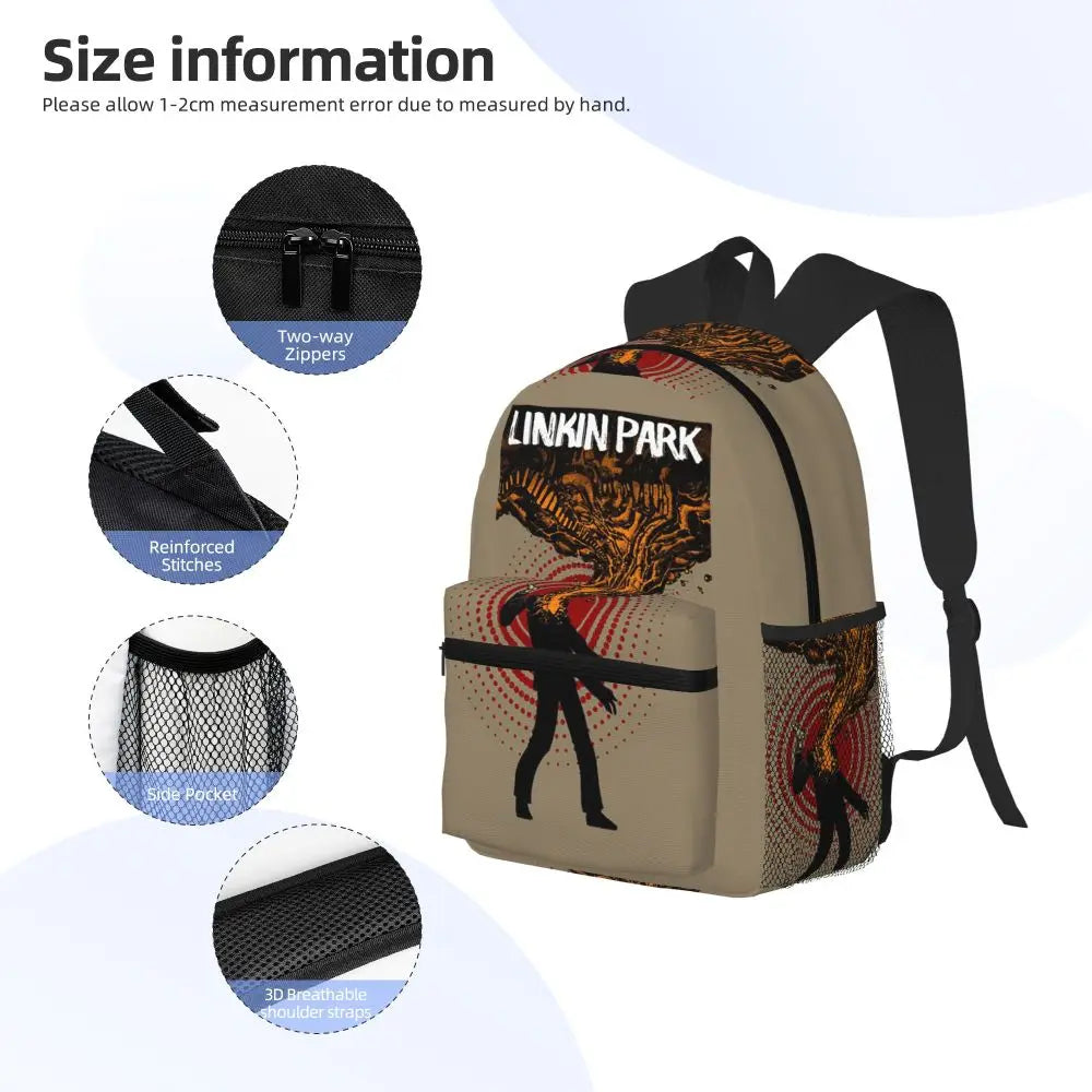 L-Linkin-S P-Park-S Band Student Backpack School Bag Hiking Travel Daypack for Boys Girls Fashion Bookbag Shoulder Bags