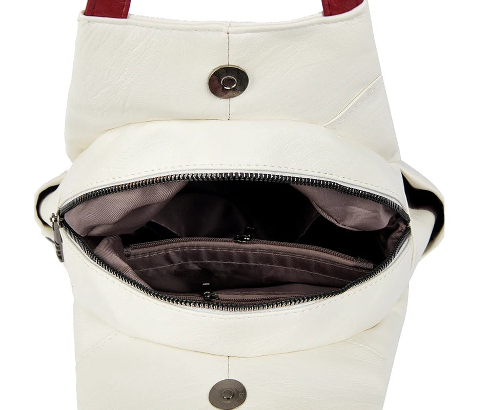 Women Leather Backpacks Zipper Female Chest Bag Travel Back Pack Ladies Bagpack Mochilas School Bags for Teenage Girls Sac A Dos