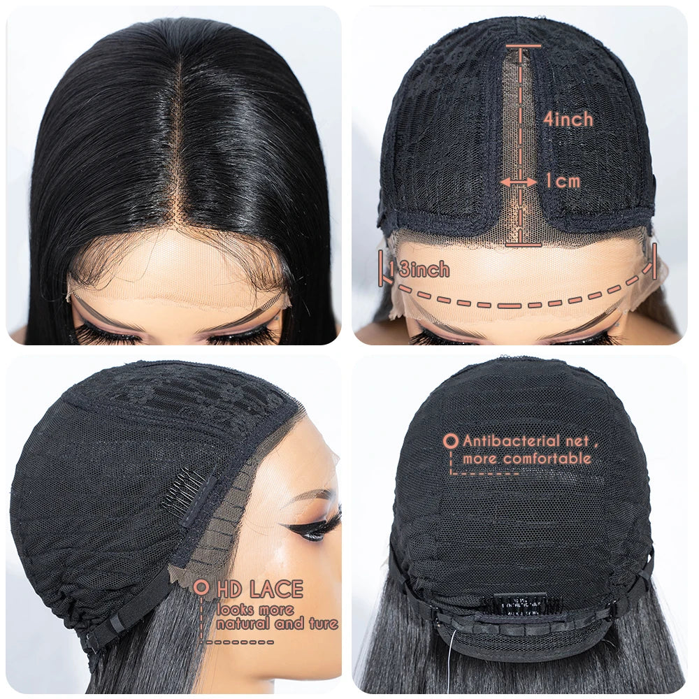 Synthetic Lace Front Wigs Warm Brown Black Color Hair  30" Long straight Wig For Women Lace Wig Heat Resistant Cosplay Wigs