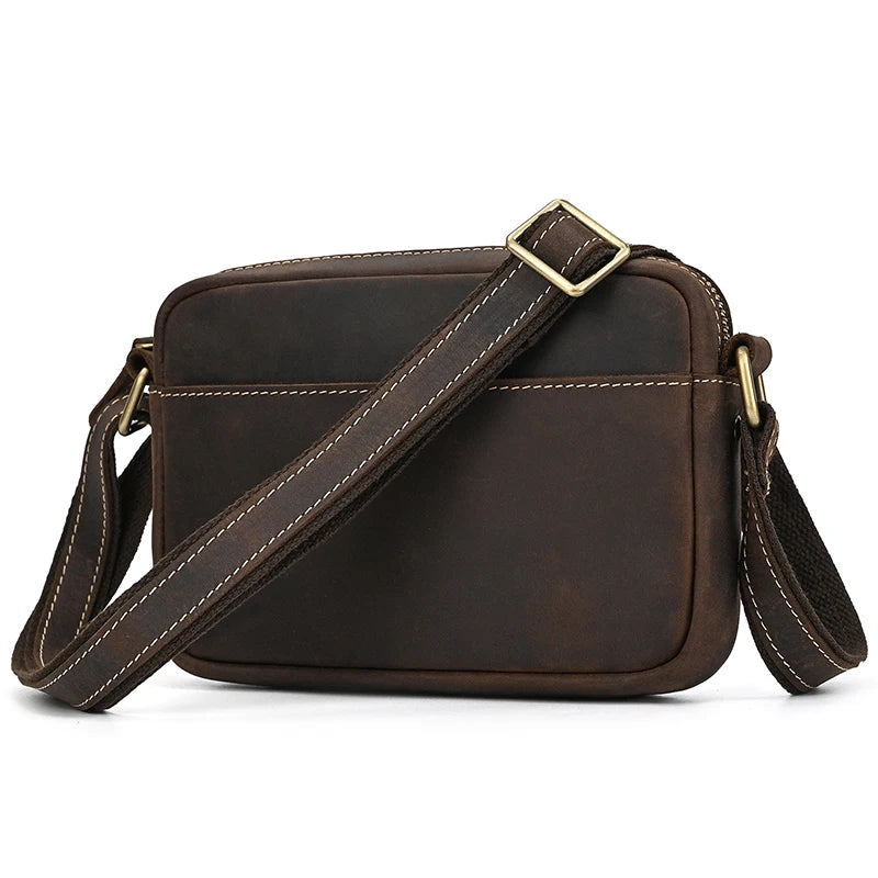 Crazy Horse Leather Messenger Bag Men's Leather Shoulder Bag For Mobile Phone Sling Bags For Men Woman Cross Body Bag