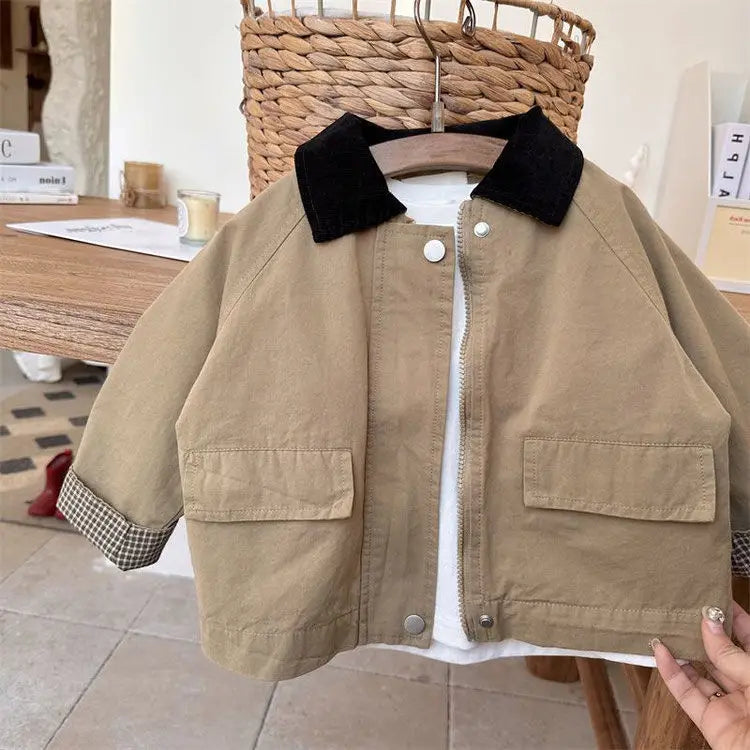 Kids Windbreaker New 2026 Spring Autumn Fashion Korean Casual Baggy Simple Style