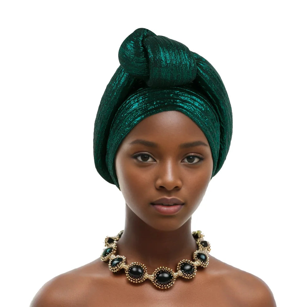 Handmade Big Knotted African Turban Cap Headtie Female Head Wraps Nigeria Wedding Party Headpiece Pre-Tied Headscarf Bonnet 2024