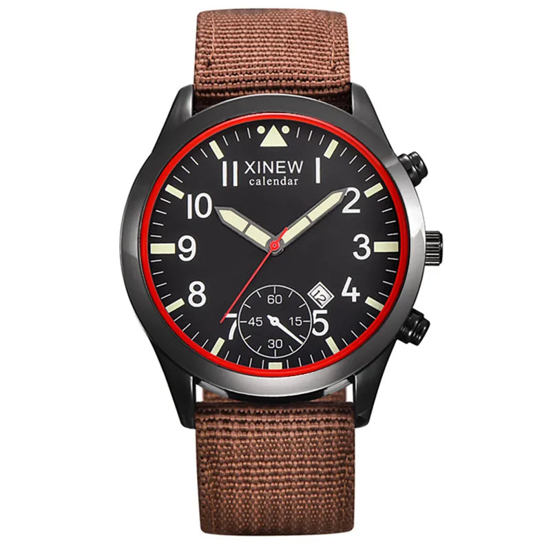XINEW Cheap Brand Watches For Men Students Fashion Simple Leather Band Army Sports Date Quartz Watch Relogios Masculinos 2024