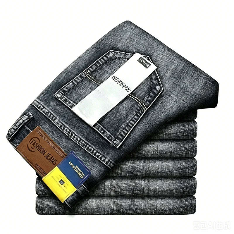 2026 Thin or Thick Material Slim Fit Men's Luxury Classic Style Men Jeans Business Stretch Denim Male Trousers Clothing