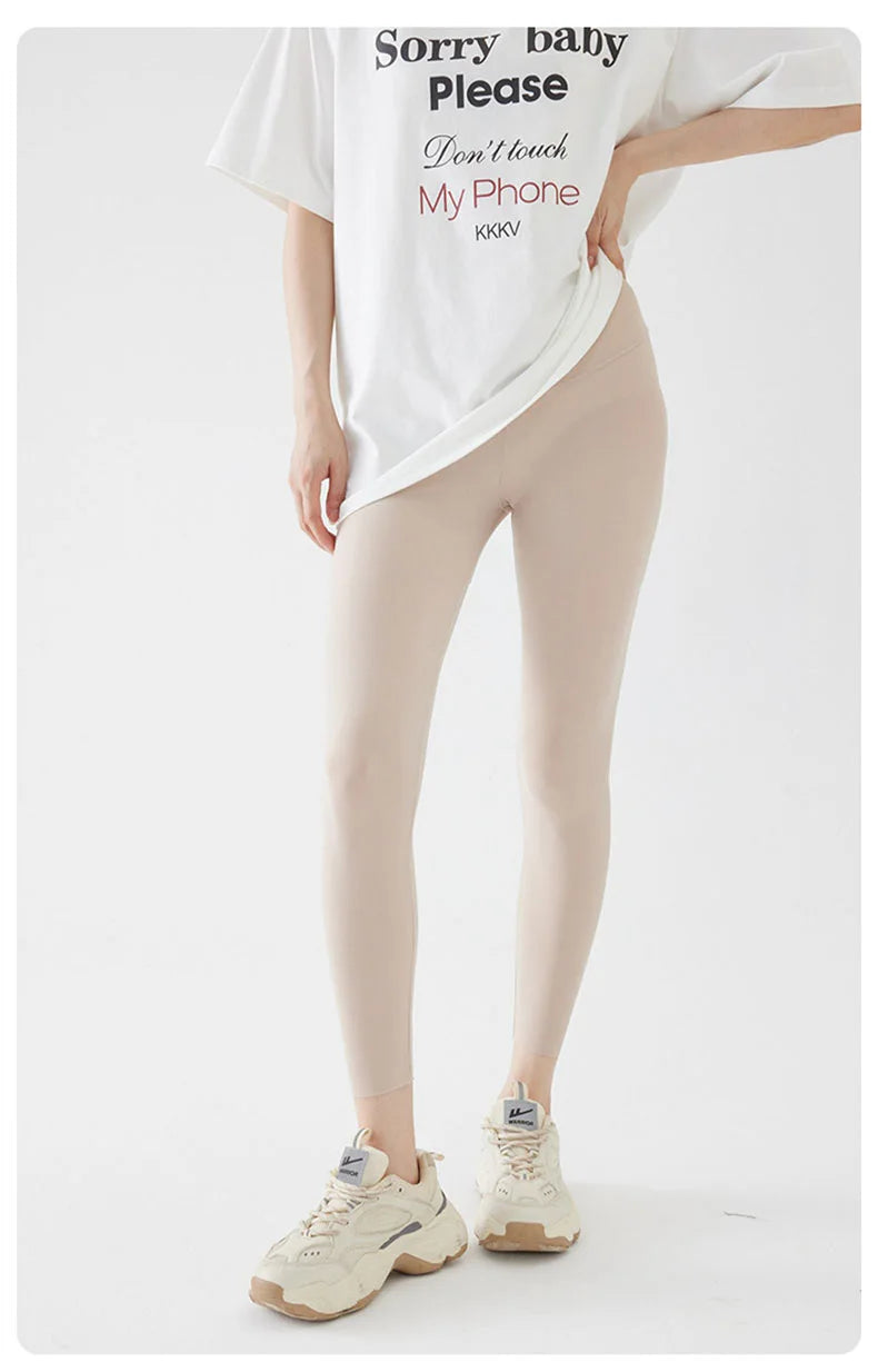 Plus Size Biker Shorts for Women Summer Thin Ice Silk Invisible Yoga Shorts Tummy Control Slimming Shorts Capri Pants 5/9 Length