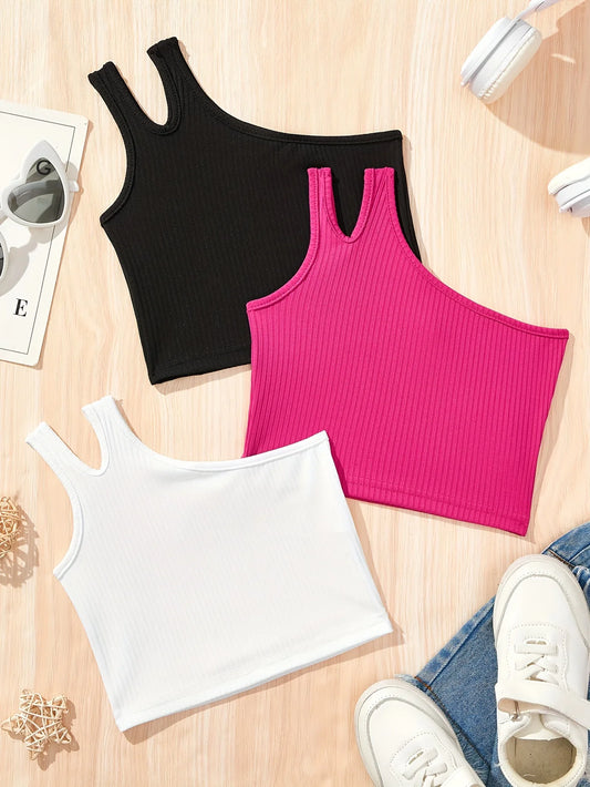 Children's Clothing, Girls' Fashionable Sports Vests, Kidsren's Casual Trendy Sports Summer Clothes, Suitable for Girls Aged 1-8, Versatile Tops for Home and Outdoor Use