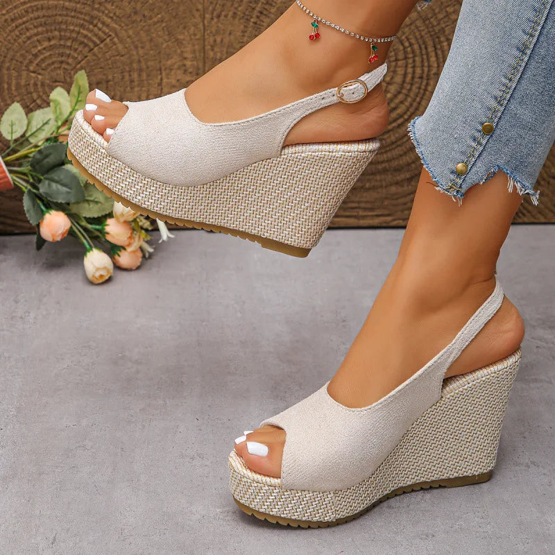 Summer new fashionable height-increasing and wear-resistant fish-mouth sandals and thick-soled Roman sandals