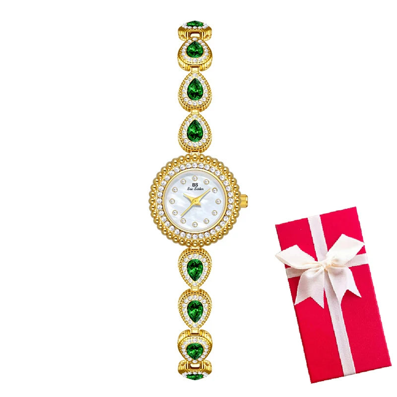 Gold Women Bracelet Dress Watches For Ladies Wrist Quartz Watches 2025 Top Brand Luxury Golden Rhinestone Gift Girlfriend Clock