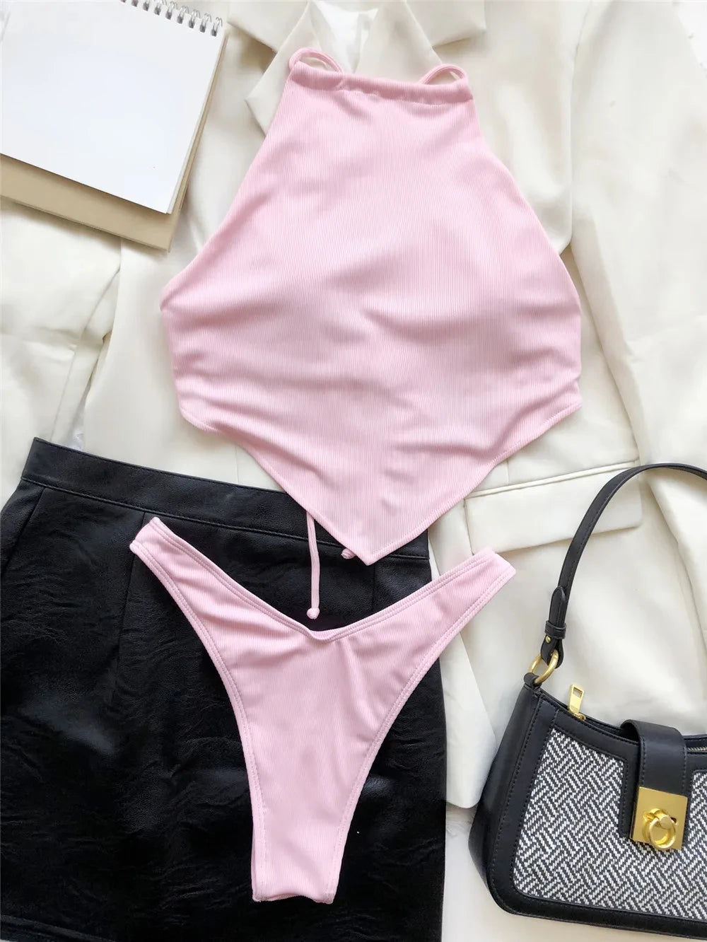 Sexy Halter Bandana Bikinis Set Swimwear Women Thong Swimsuits Backless Bathing Suit Bikini Mujer Swim Wear Biquini Summer