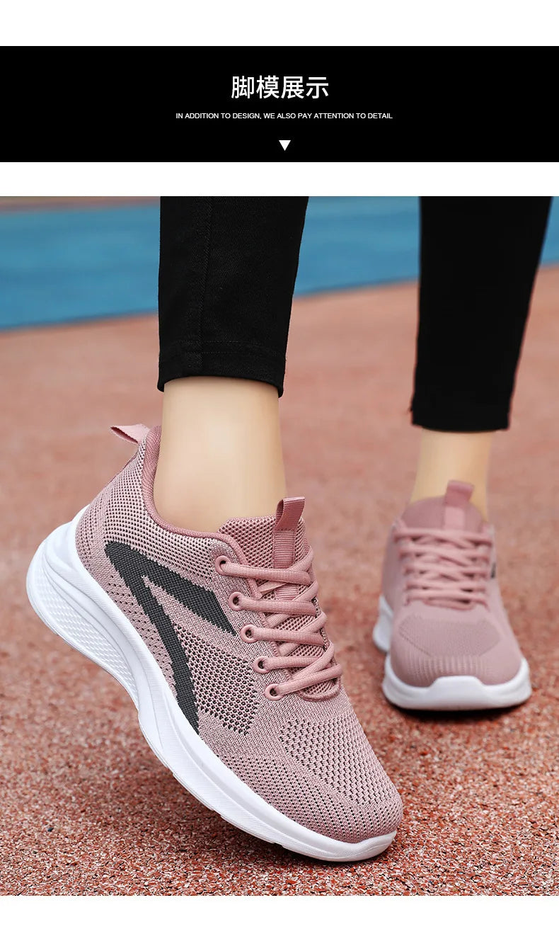 Women Casual Sport Shoes Breathable Lightweight Sneakers Outdoor Mesh Black Running Shoes Athletic Jogging Tenis Walking Shoes
