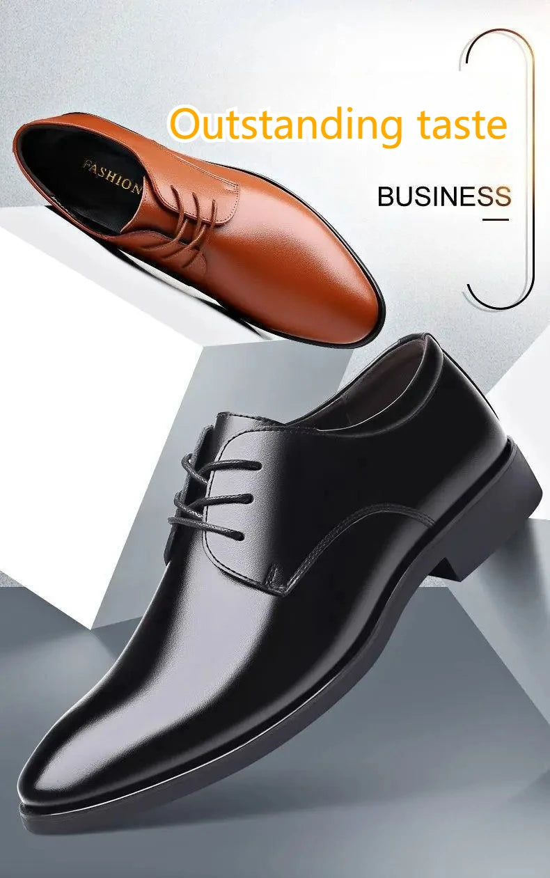 Fashionable Men's Leather Shoes Trendy Cowhide Men sneaker British Formal Men's Leather Shoes Soft Lace-up Leather Shoes for Men