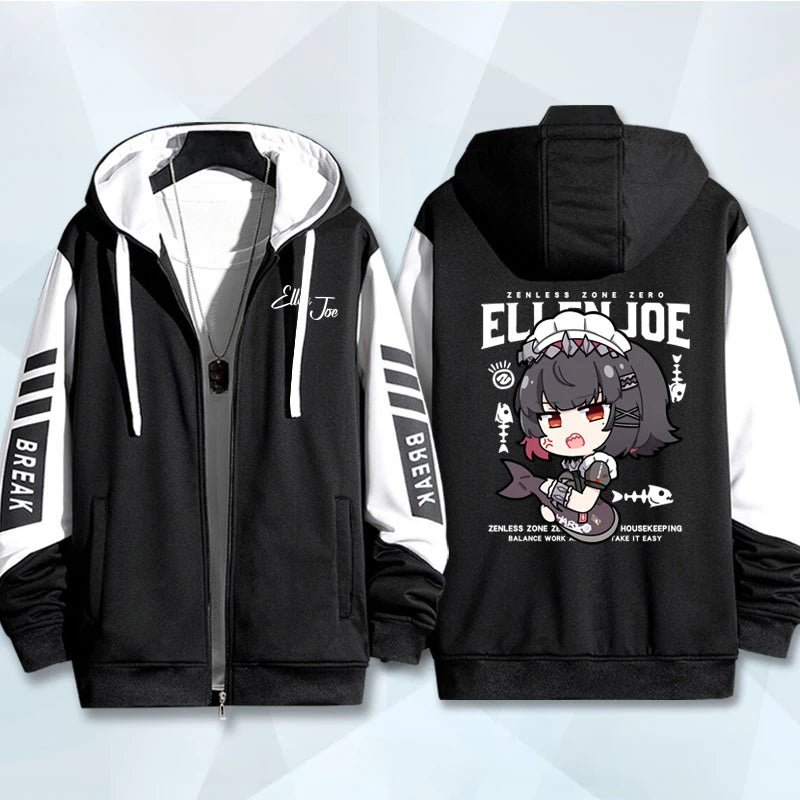 Anime Zenless Zone Zero Zip Up Women/Men Hoodie Sweatshirt ZZZ ZZZERO Ellen Joe Cosplay Zipper Hooded Jacket Outwear BAZAARHUBO
