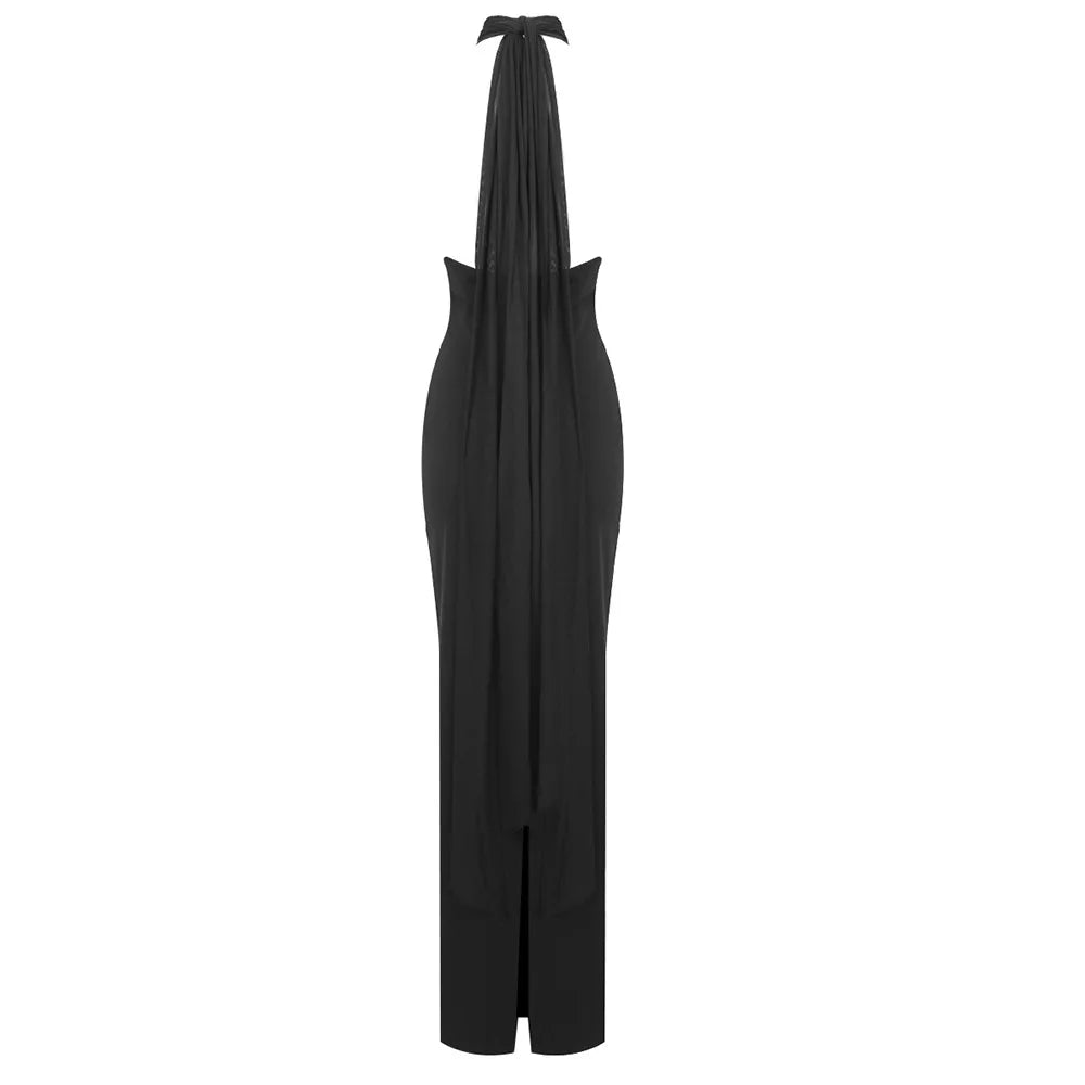 Long Dresses Women Elegant Shinny Deep V Midi Dress Female Sleeveless Backless Long Vestidos Lady Party Club Evening Robes
