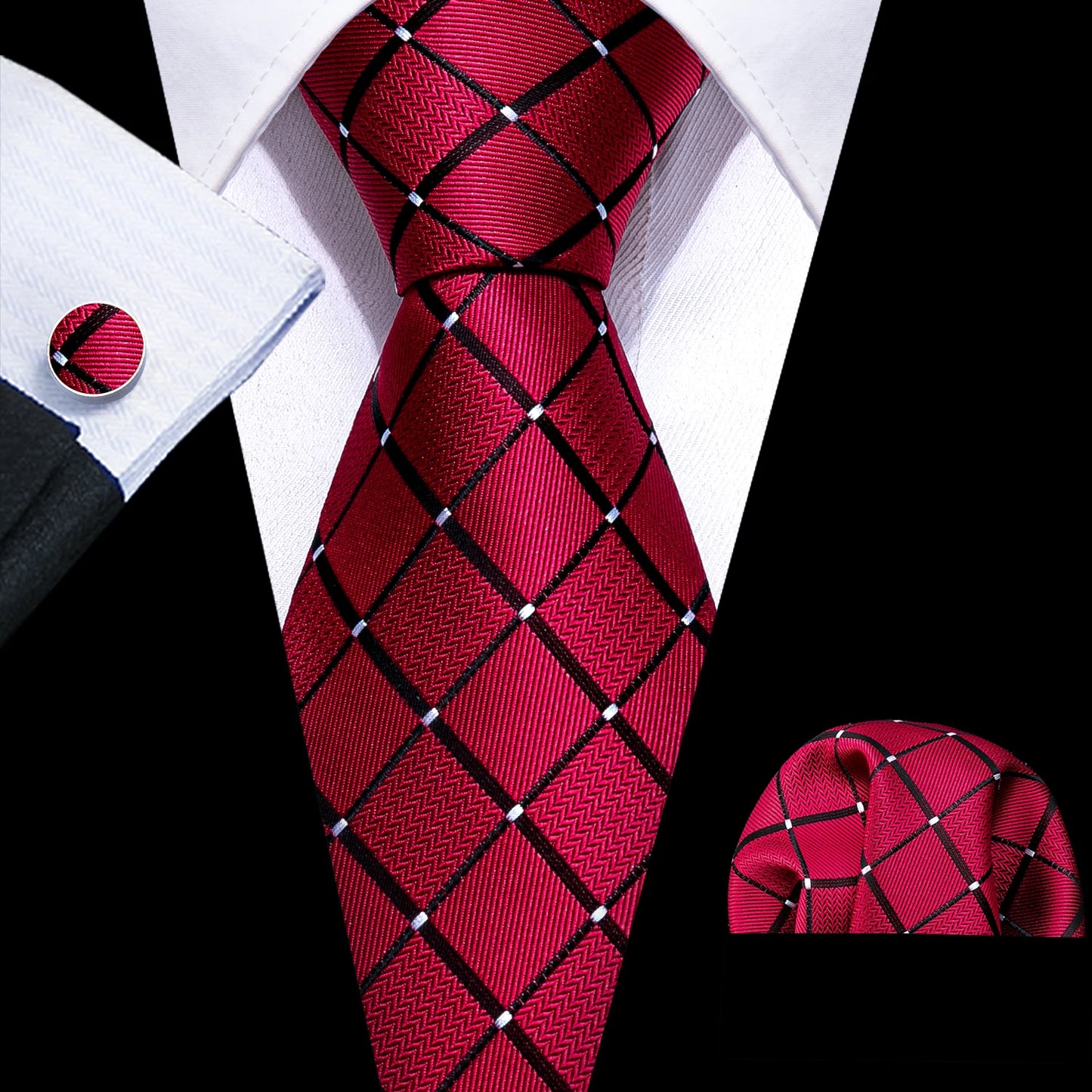 Exquisite Rust Red Silk Ties For Men Designer Pasiley High Quality Handkerchief Cufflinks Set Wedding Party Business Barry.Wang BAZAARHUBO