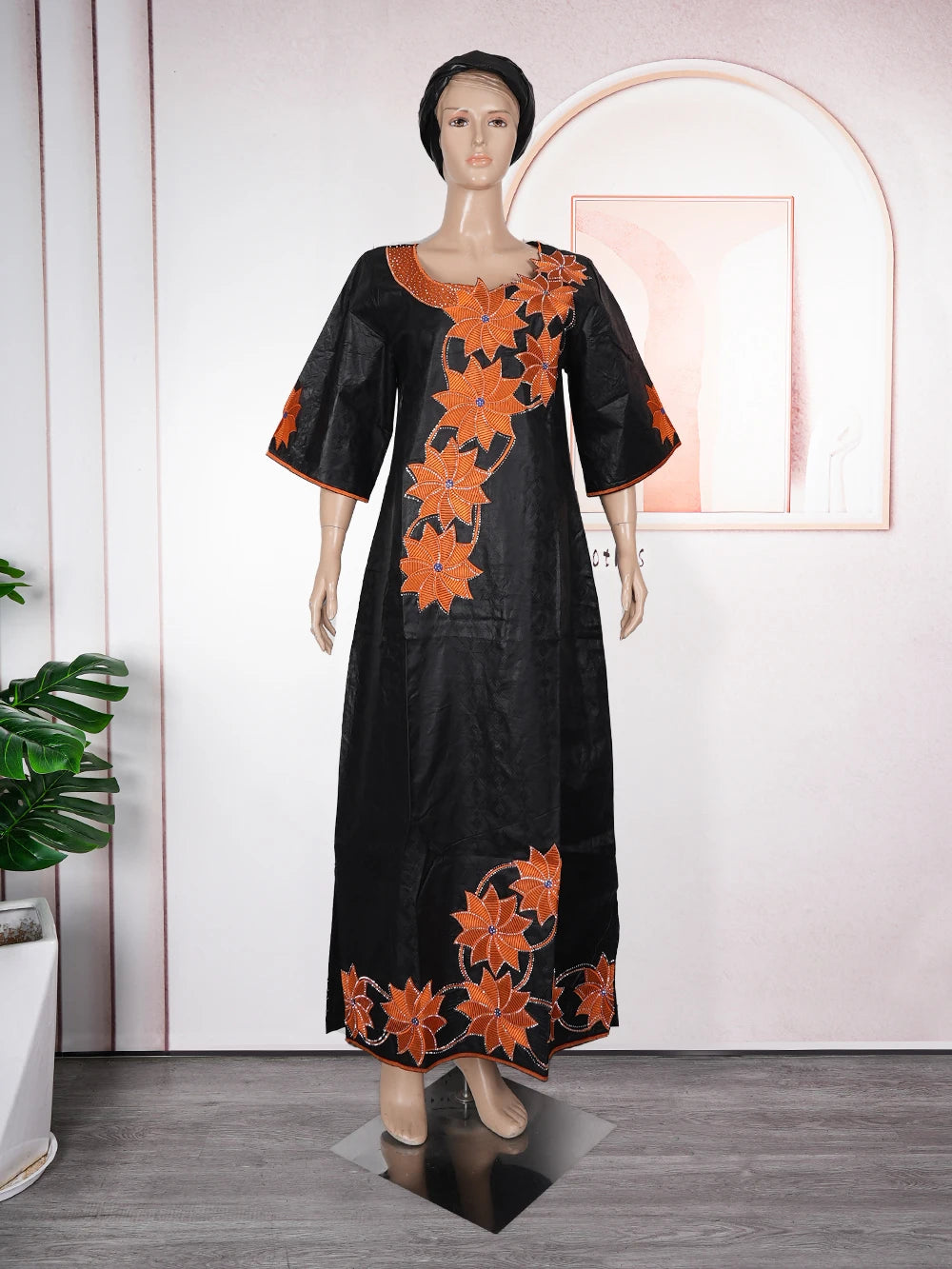 H&D New Style African Clothes For Women Traditional Embroidery Dresses Blue Bazin Women High Quality Party Wedding Occasion