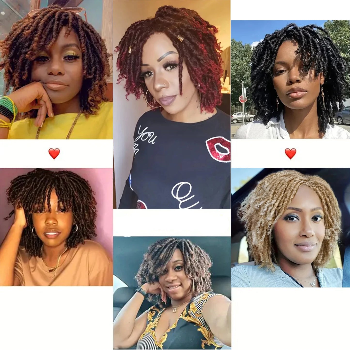 Short Dreadlock Wig Afro Crochet Twist Hair Wigs For Black Women Curly Synthetic Naturel Soft Faux Locs Wig