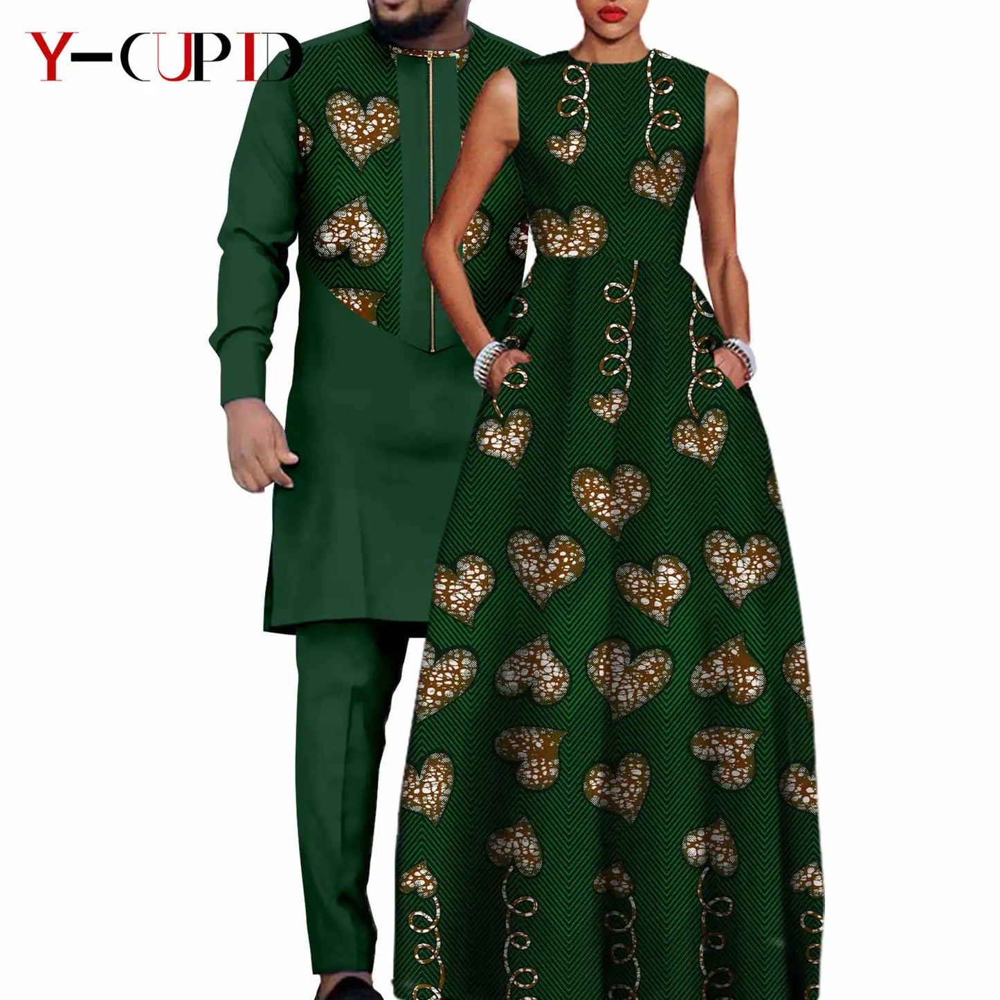 African Dresses for Women Matching Couple Outfits Bazin Riche Men Top and Pant Sets Dashiki Outwear for Party Vestidos Y23C067