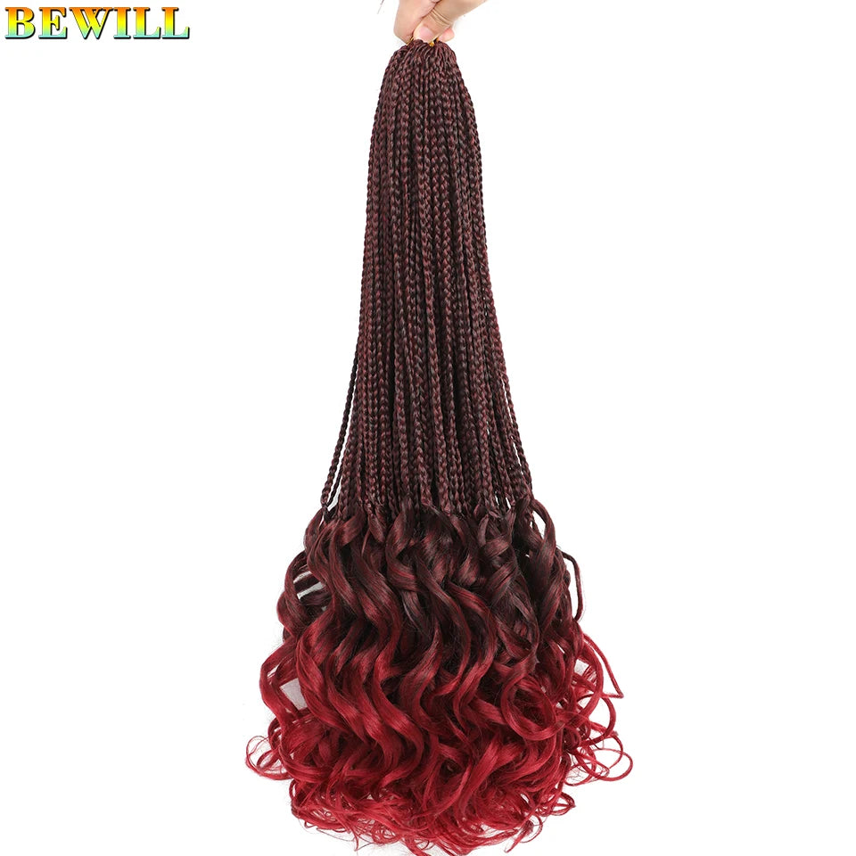 14 18 24 Inch French Curl Crochet Braids Boho Goddess French Curl Box Braids Crochet Hair Synthetic French Curly Braiding Hair