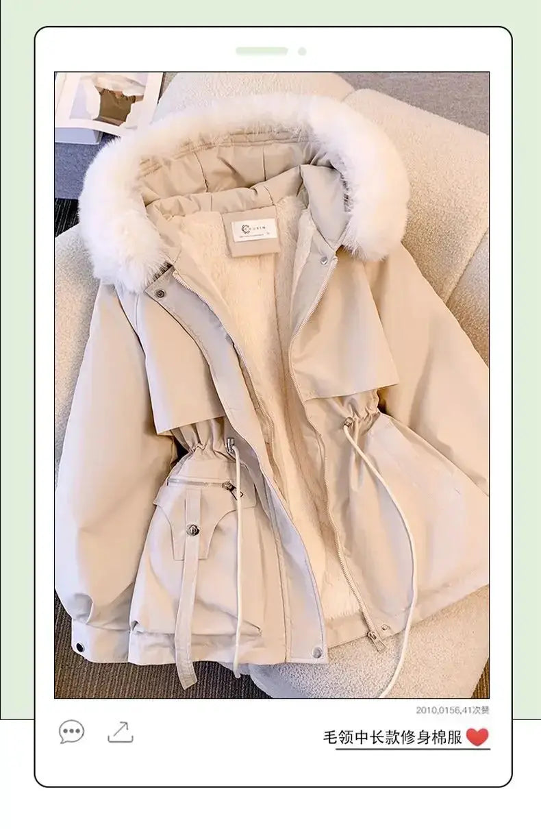 Detachable Pai Overcomes Women's Winter 2026 New Casual Down Cotton Thicken Hooded Coat Female loose Warm Wool Overcoat BAZAARHUBO