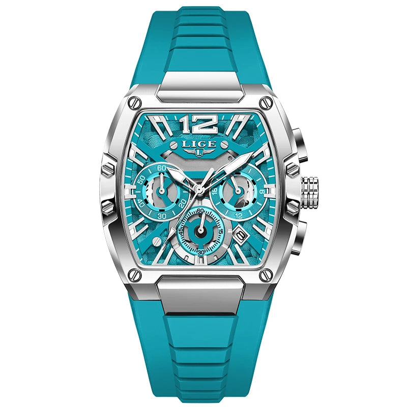 LIGE Fashion Simple Man Watch Casual Sports Military Waterproof Silicone Strap Luminous Quartz Watches for Men Chronograph Gifts