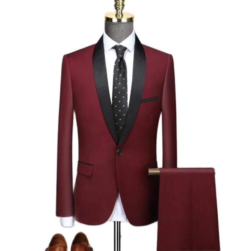 Men's Lapel Black Suit Set Coat Vest Trousers / Business Groomsmen Groom Wedding Dress Fprmal Blazer Pants