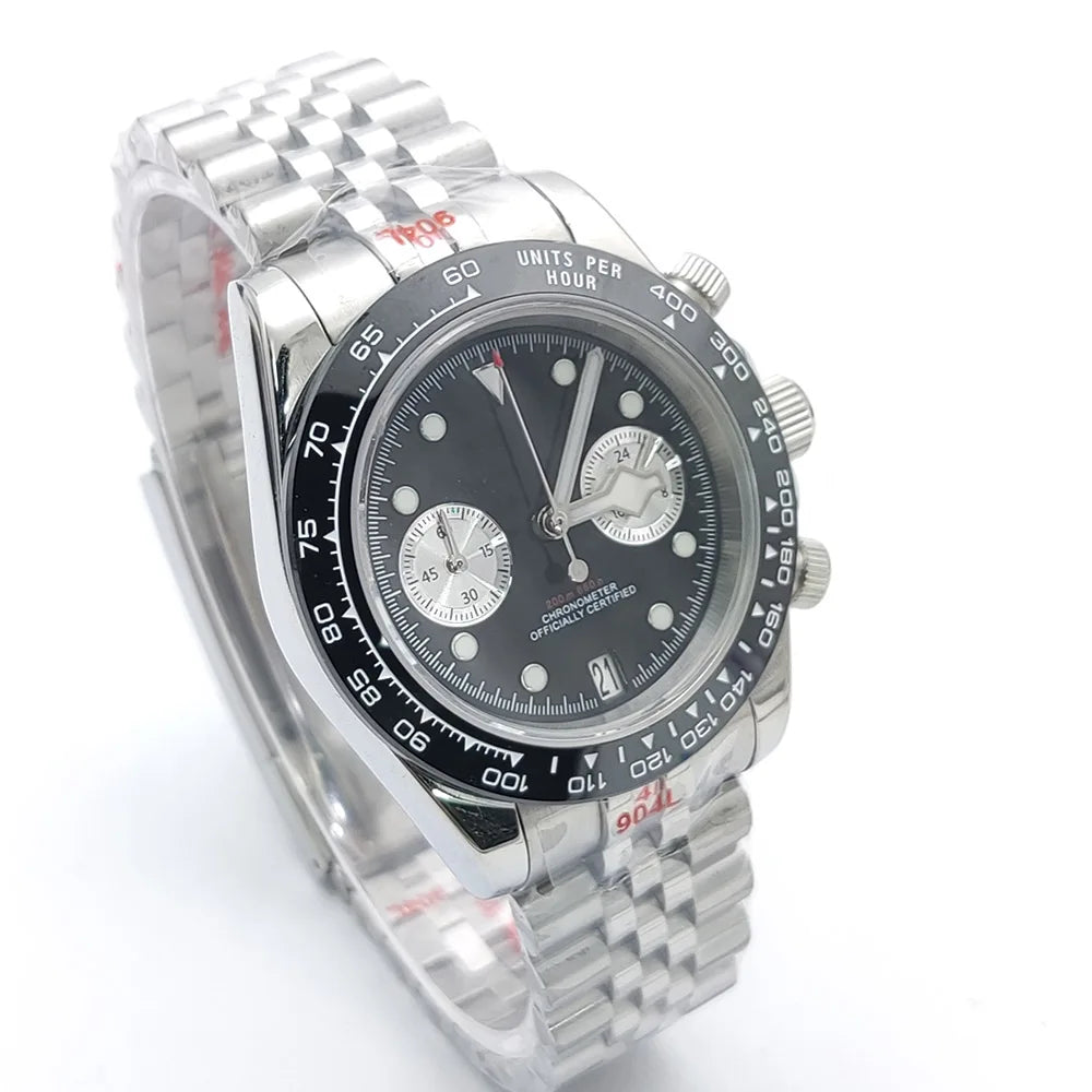 39mm VK64 Quartz Chronograph Men's Watch Sapphire Glass Waterproof Sport quartz watches Stainless Steel Strap Reloj Hombre
