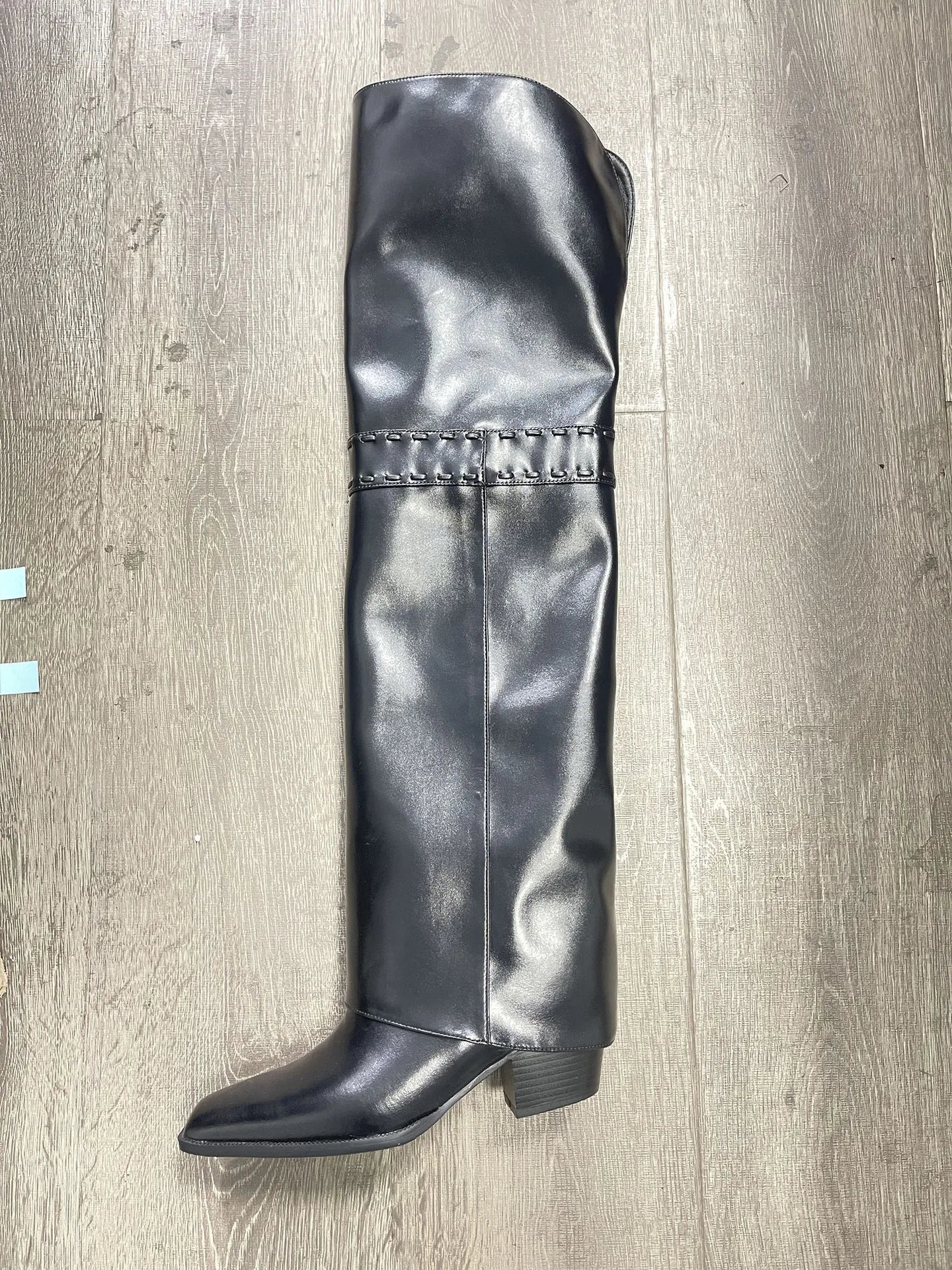 Elegant Temperament of European and American Women, Thick High Heels, Skirt Hem, Knee High Boots, Oversized Retro Knight Boots