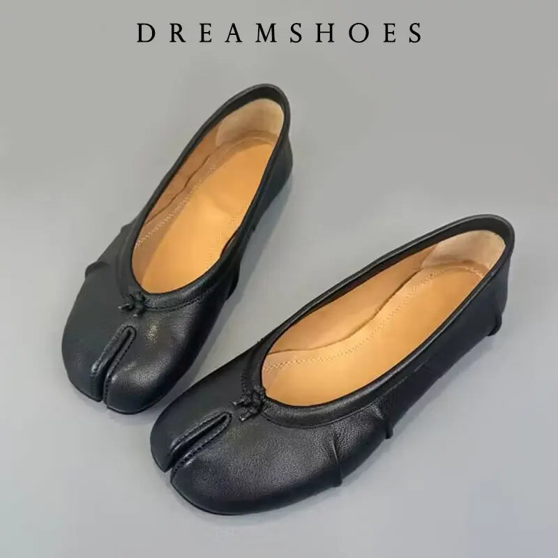 Women Tabi Ninja Soft Comfy Increase Height 3cm Flats Shoes Fashion Bow Knot Split Toe Casual Loafers Shoes