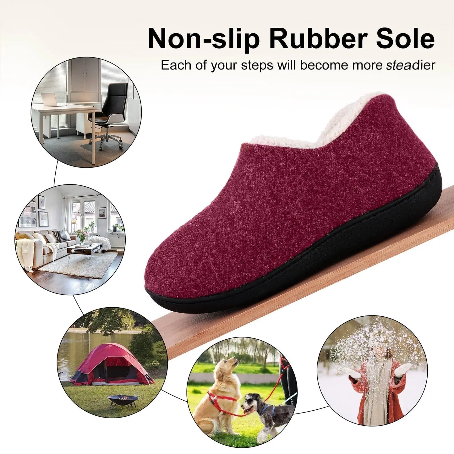 Evshine Women's Cozy Cotton Slippers Winter Warm Faux Fleece House Shoes Indoor Non-slip Memory Foam Slipper Casual Furry Slides