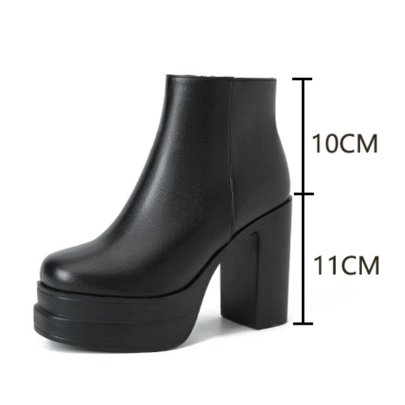 2026 New Women's Boots Sexy Ultra High Heels Woman Round Toe Boots Platform Shoes Women Shoes Ankle Boots Zipper Party Shoes