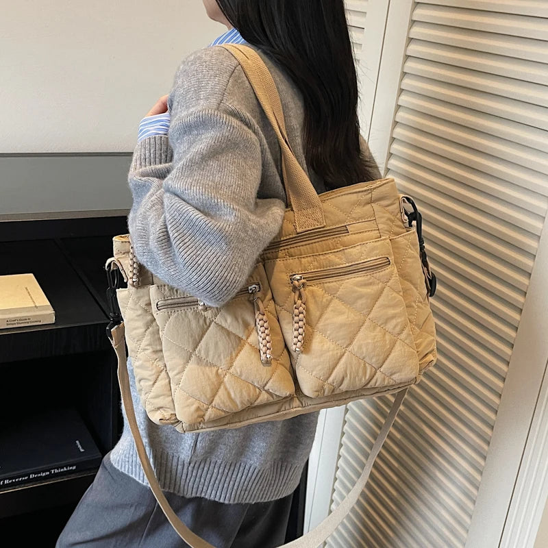 Large capacity Tote Bags for Women Shoulder Side Bag Fashion Space cotton Shopping Bags Multi-pocket Messenger Bag Lady Handbags