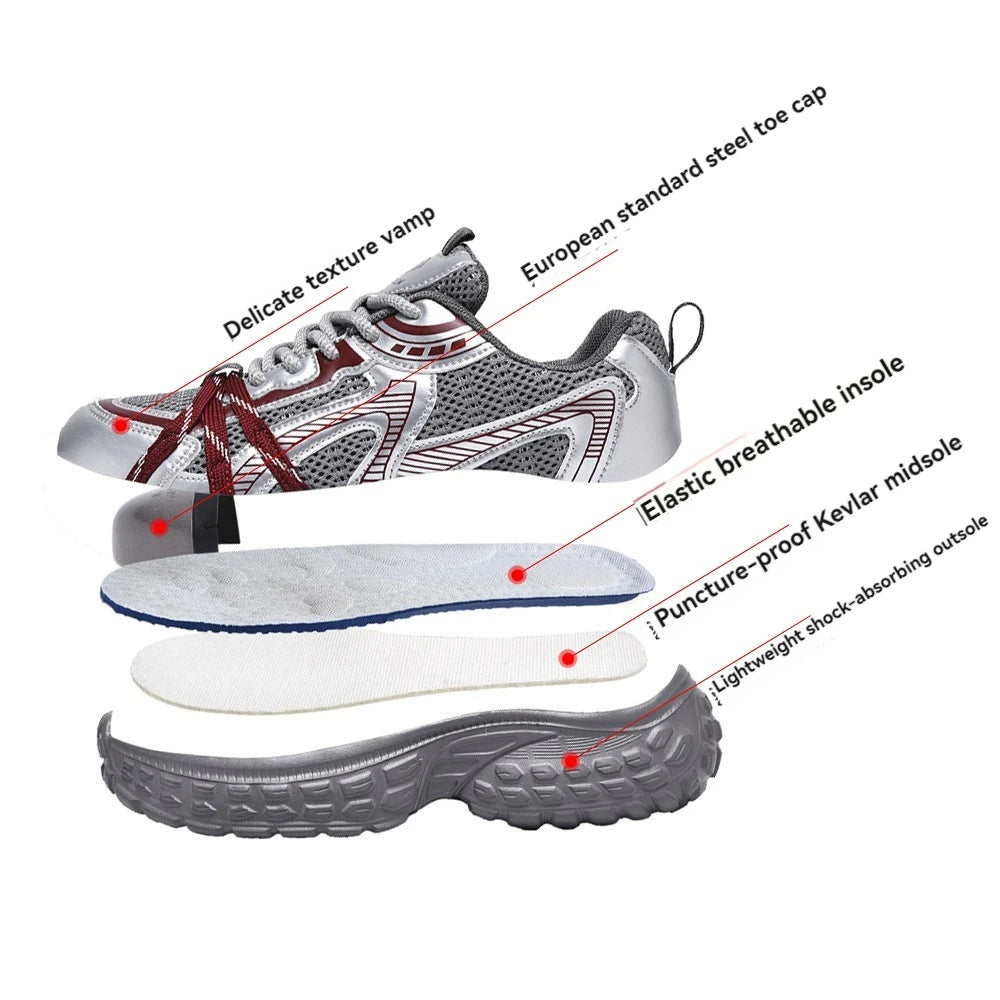 Women tennis work safety Shoes Comfor security shoes woman steel toe Sneakers Lightweigh Breathable Non-Slip summer work boots