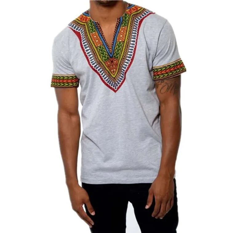 New 2026 Men's African Clothes T-shirts Casual Short Sleeve Traditional Ethnic Style Tops Men's Vintage Printed Perform Clothing