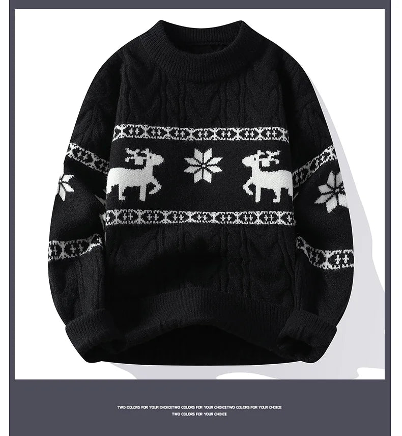 2024 Winter sweater new High End Luxury Cashmere Sweater Men Thick Warm Mens Sweaters With Deer Korean Harajuku Christmas Jumper