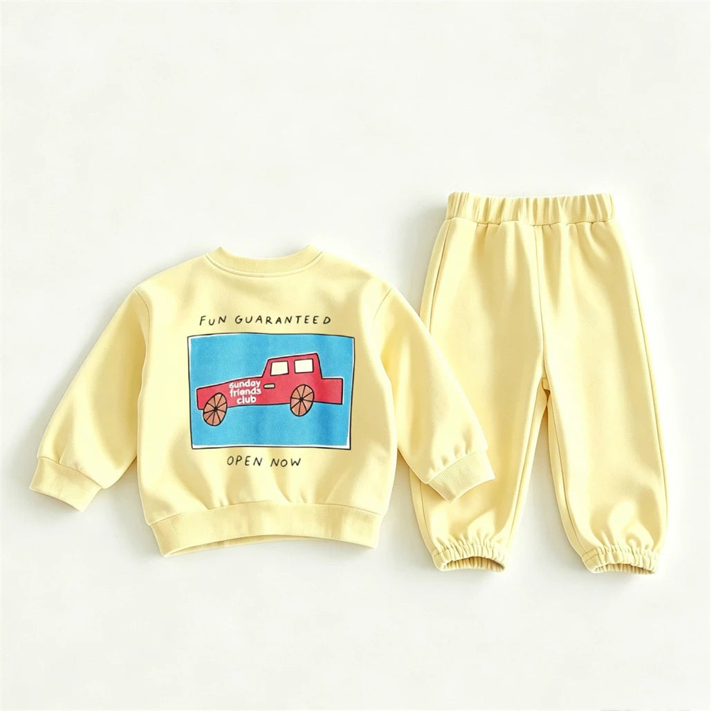 Toddler Fashion Casual Clothes Long-sleeved Outfits Baby Girls Cartoon Sweatshirts+Pants Two Piece Set Outer Wear Kids Tracksuit
