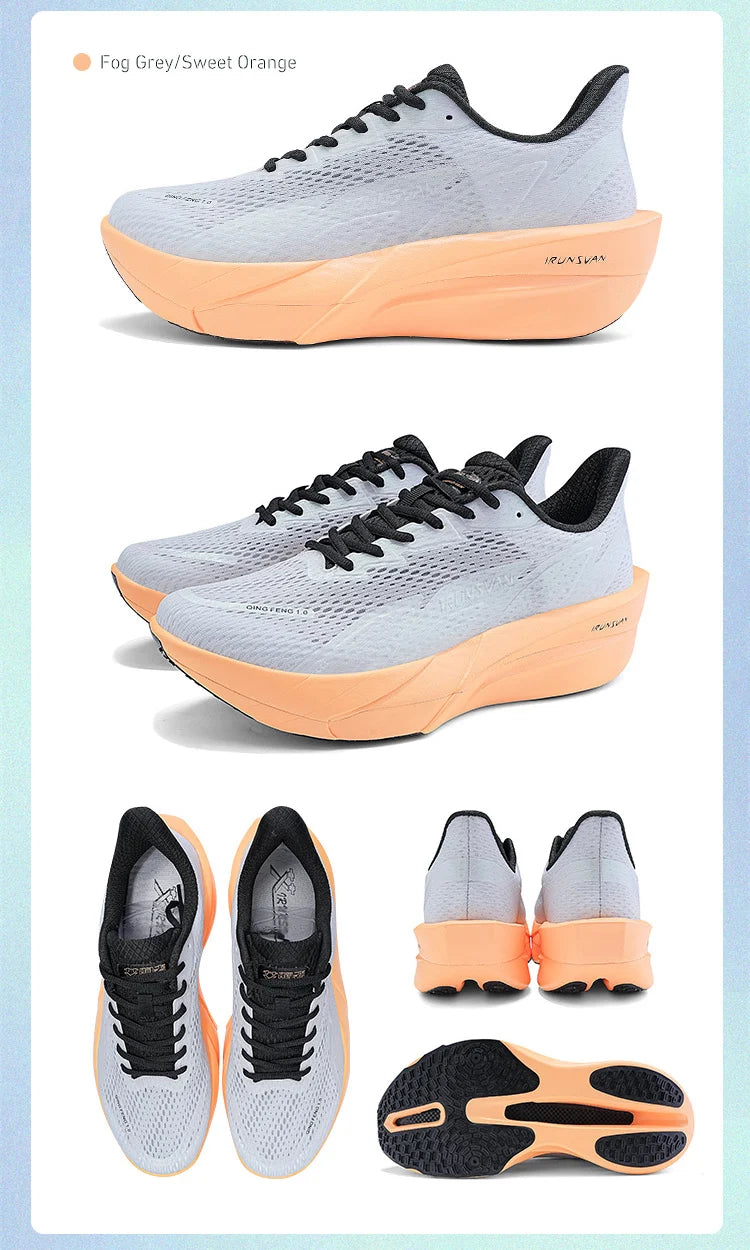 IRUNSVAN Surface 2000 Carbon Board Running Shoes Lightweight Shock-Absorbing Breathable Unisex Sports Shoes 130