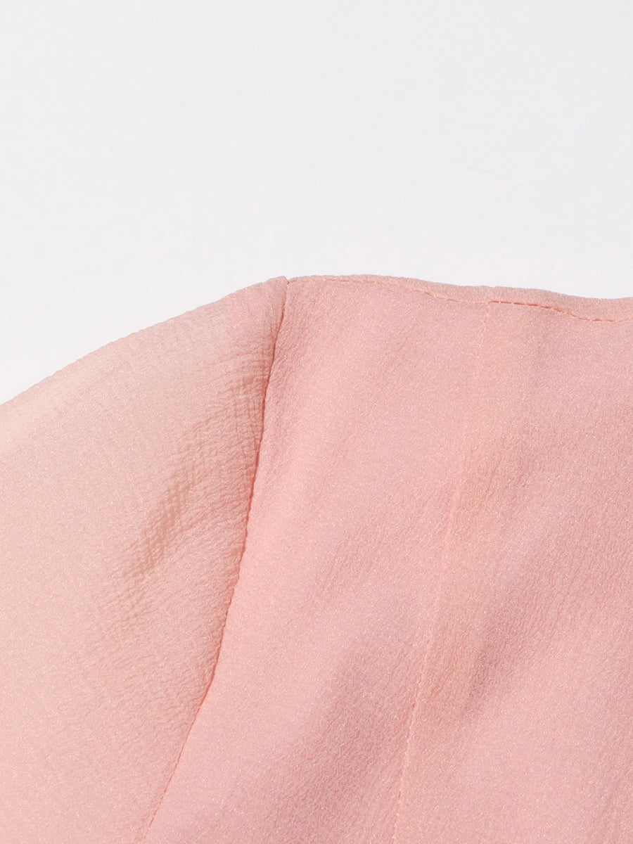 TWOTWINSTYLE Solid Long Dresses For Women Round Neck Flare Sleeve High Waist Slim A Line Spliced Ruffles Dress Female Fashion