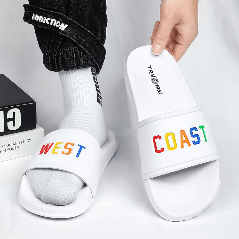 Summer Men Slippers Indoor Home Slides Bathroom Shoes Outdoor Garden Shoes Massage Clogs Male Beach Slippers Flip-Flops Mules 48