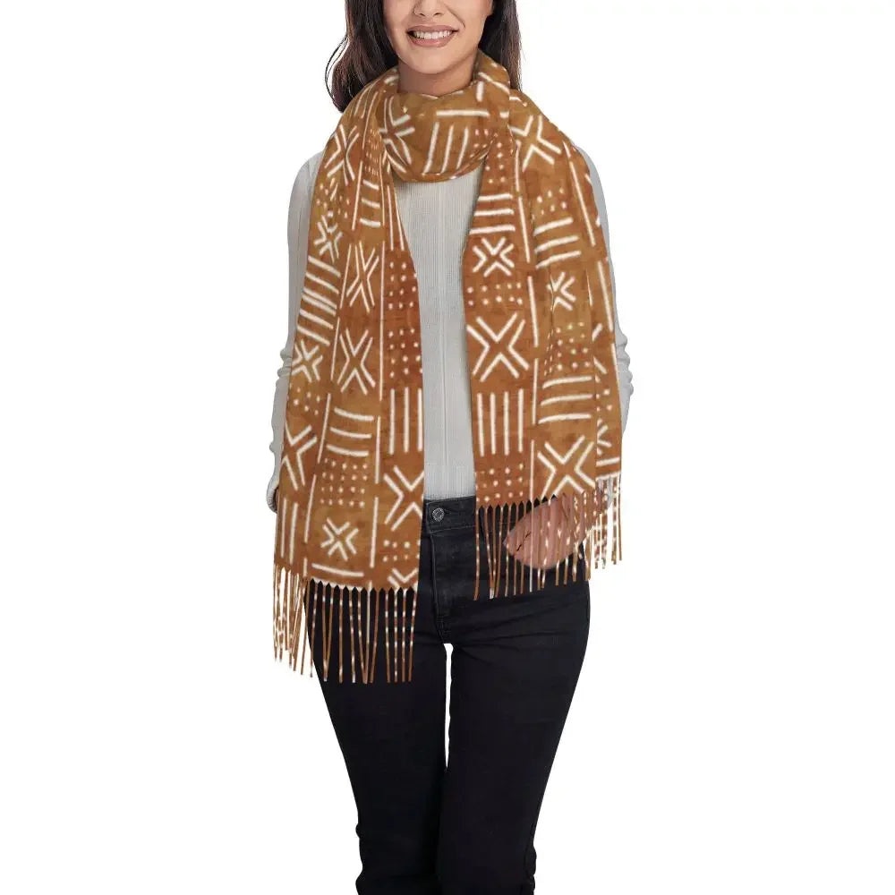 Custom Printed African Bogolan Scarf Men Women Winter Fall Warm Scarves Africa Ethnic Tribal Art Shawl Wrap