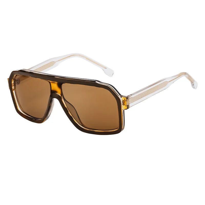 Retro Pilot Men Sunglasses Fashion Clear Gradient Shades UV400 Women Luxury Square Sun Glasses BAZAARHUBO