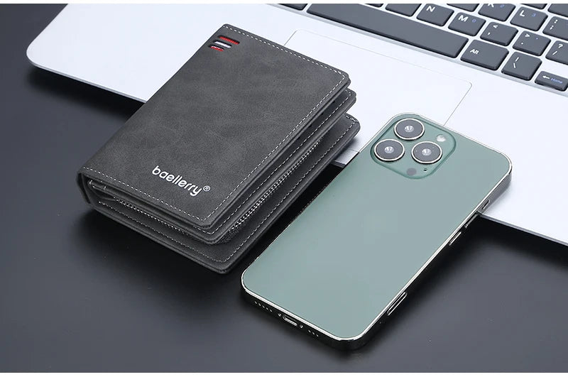 Baellerry New Men Wallets High Quality Brand Card Holder Short Male Purses Zipper Coin Pocket Large Capacity Men's Wallet
