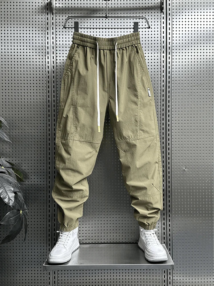 Summer Fashion New Men Breathable Casual Trousers Loose Tying Feet Versatile Simple Solid Color Harem Pants