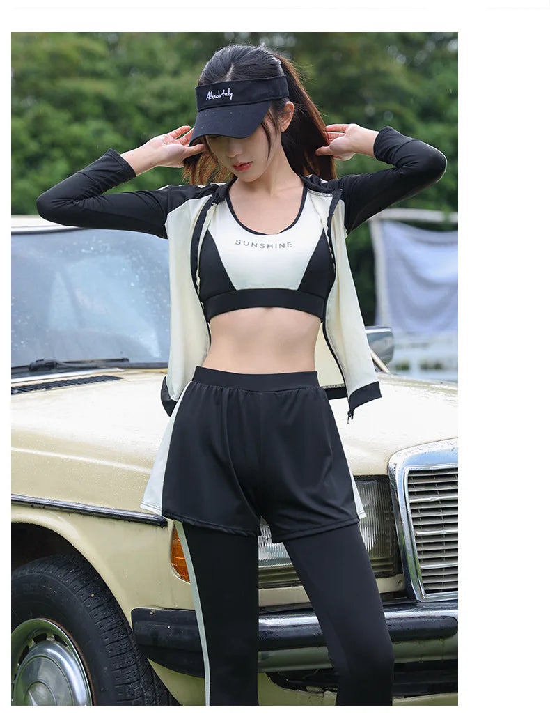 Swimsuit Women Summer Split Conservative Snorkeling Sunscreen Long Sleeve Pants Five Piece Set Jellyfish Sports Surfing Swimsuit