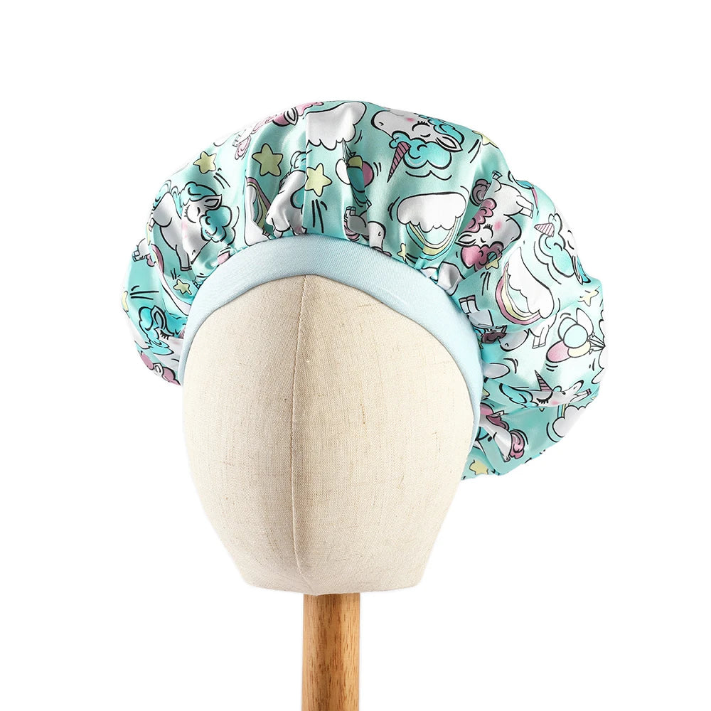 Fashion New African Children Adjustable Printing Ankara Satin Bonnet Sleep Cap Baby Kids Satin Bonnet Sleep Hat Silk Shower Cap