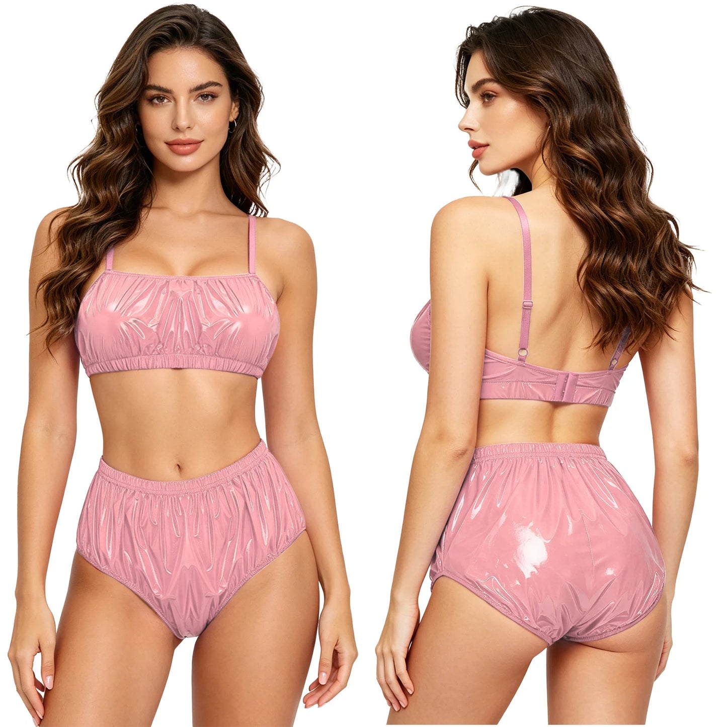 Women Waterproof Bikini Set Swimsuit Bathing Suit No-pad Bra Top with Swim Shorts for Beach Pool Sunbathing Nightwear Clubwear
