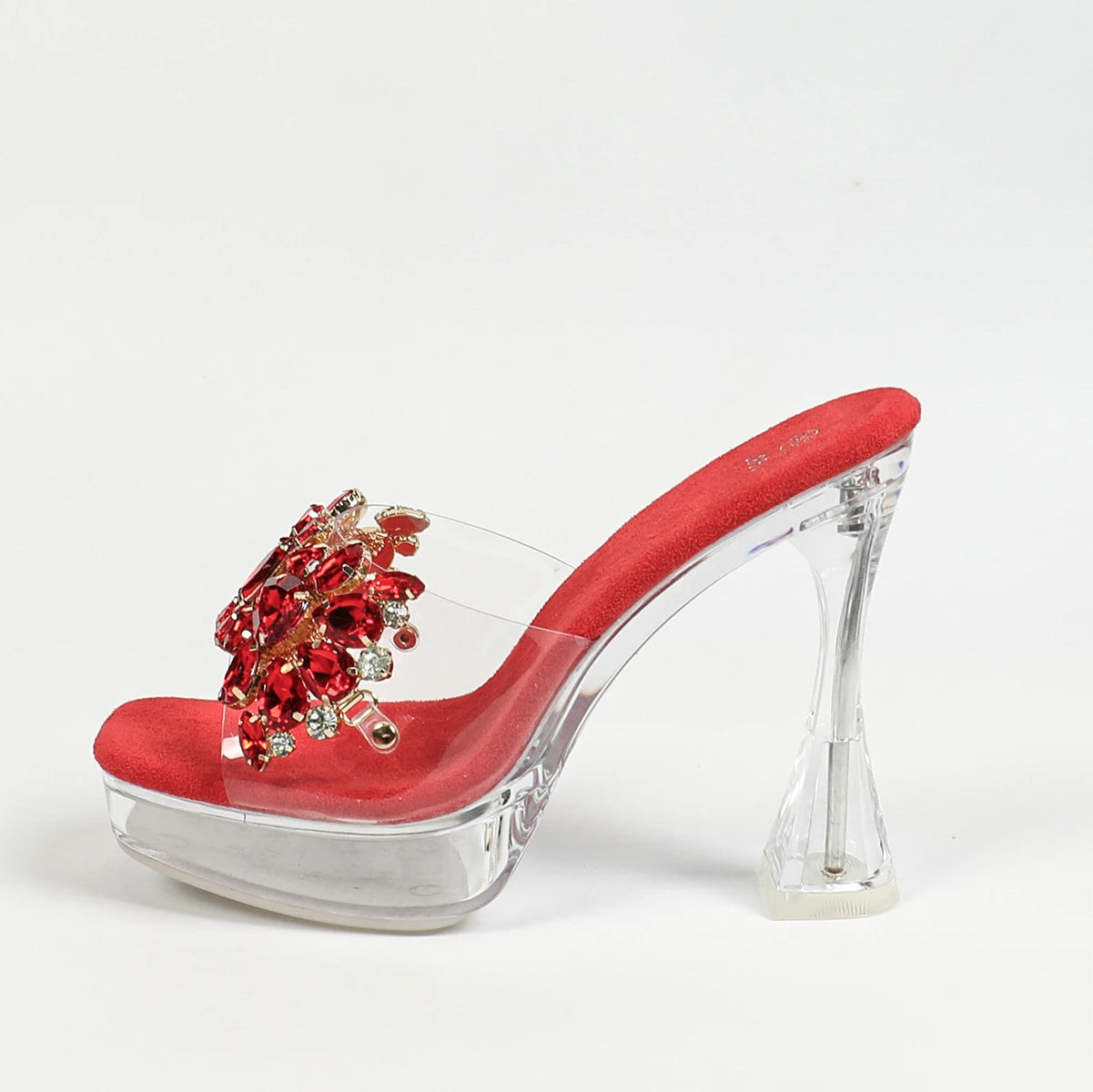 Fashion Rhinestone Slippers Women Thick Sole Platform High Heels Designer 2024 New Transparent Sandals Crystal Clear Slides Shoe
